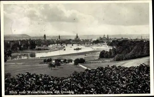 Ak Dresden Neustadt Radeberger Vorstadt, Blick vom Waldschlösschen auf Dresden