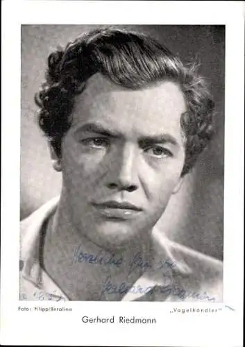 Ak Schauspieler Gerhard Riedmann, Portrait, Autogramm
