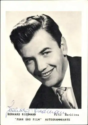 Ak Schauspieler Gerhard Riedmann, Portrait, Autogramm