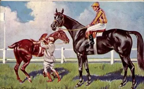 Künstler Ak Donadini, jr., Rennpferde, Jockeys