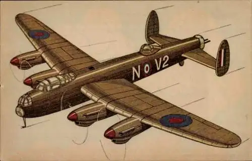 Künstler Ak De Rijckman, Britisches Militärflugzeug Avro Lancaster