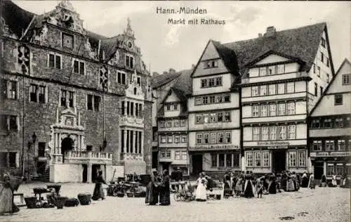 Ak Hann. Münden in Niedersachsen, Marktplatz, Rathaus