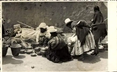 Foto Ak Bolivien, Händler, Markt, Handel