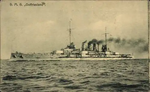 Ak Deutsches Kriegsschiff, S.M.S. Ostfriesland, Kaiserliche Marine