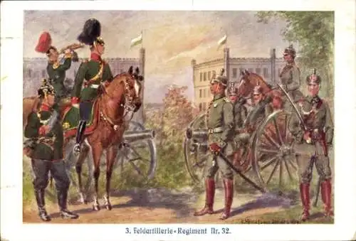 Künstler Ak Henckel, Carl, Feldartillerie-Regiment Nr 32, Kanoniere