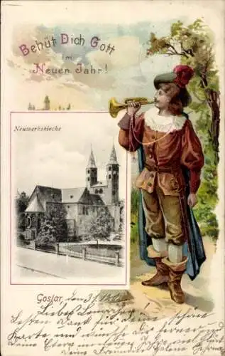 Litho Goslar am Harz, Neuwerkskirche, Trompeter von Säckingen