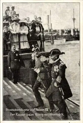 Ak Staatsoberhäupter auf Reisen Nr 8, Kaiser Wilhelm II. beim König von Dänemark