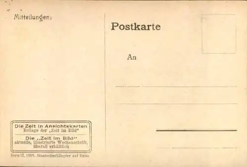 Ak Staatsoberhäupter auf Reisen Nr 8, Kaiser Wilhelm II. beim König von Dänemark