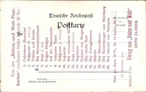 Ak Opernszene, Die Meistersinger von Nürnberg, Richard Wagner, Bühne und Welt Postkarte 19