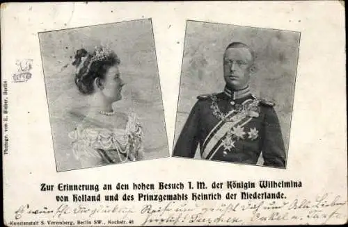 Ak Königin Wilhelmina der Niederlande, Prinz Hendrik der Niederlande