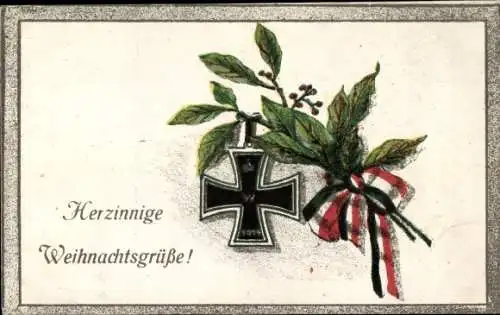 Ak Glückwunsch Weihnachten, Patriotik, Eisernes Kreuz, Lorbeer