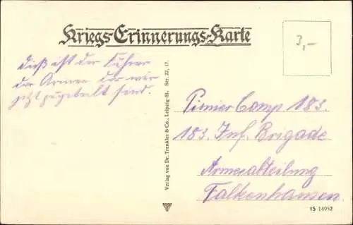 Passepartout Ak Generaloberst von Falkenhausen, Portrait in Uniform, Orden