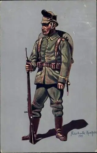 Künstler Ak Lüschwitz Koreffski, K. Sächs. Schützen Füs. Regt. Prinz Georg Nr. 108, Unteroffizier