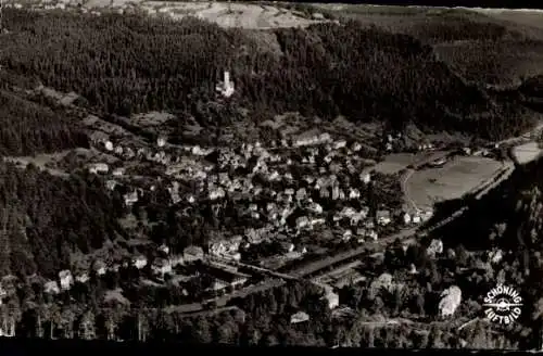 Ak Bad Liebenzell im Schwarzwald, Burg Liebenzell, Luftaufnahme