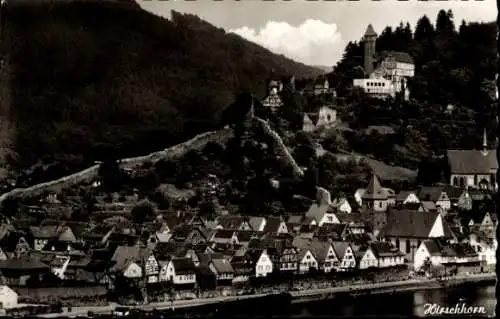 Ak Hirschhorn am Neckar Hessen, Blick auf den Ort, Fachwerkhäuser