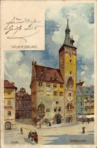 Künstler Litho Mutter, K., Würzburg am Main Unterfranken, Eckardsturm