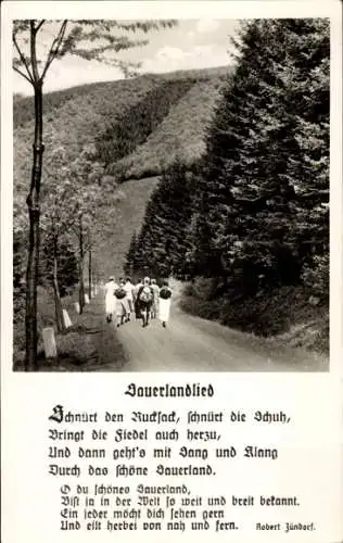 Lied Ak Sauerlandlied, Schnürt den Rucksack, Wanderer, Robert Zündorf