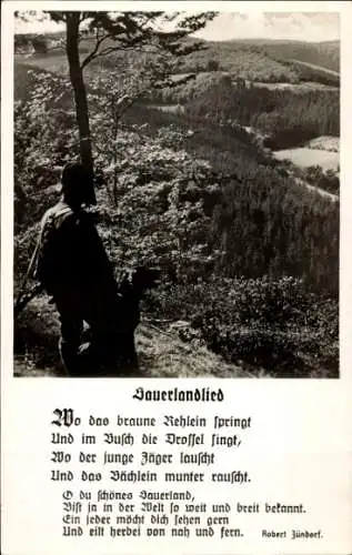 Lied Ak Sauerlandlied, Wo das braune Rehlein springt, Landschaftsmotiv