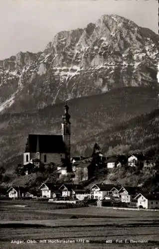 Ak Anger in Oberbayern, Blick auf den Ort, Kirche, Hochstaufen