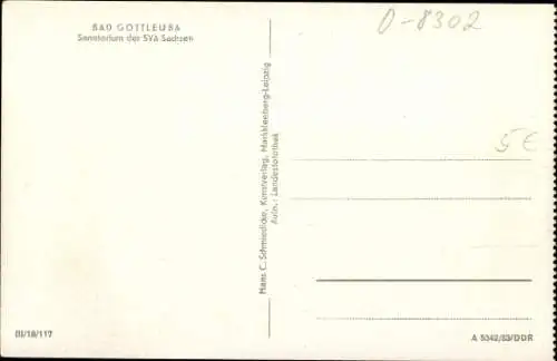 Ak Bad Gottleuba in Sachsen, Sanatorium der SVA Sachsen, Eingangstor