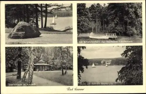 Ak Bad Saarow in der Mark, Kurhaus Esplanade, Quellenhaus im Kurpark, Blick vom Paschke Platz