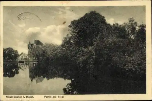 Ak Neumünster in Holstein, am Teich