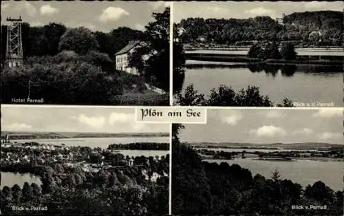 Ak Plön am See Holstein, Hotel Parnaß, Panorama, Aussichten vom Parnaß aus