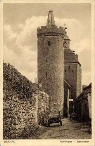 Ak Bernau bei Berlin, Pulverturm, Stadtmauer