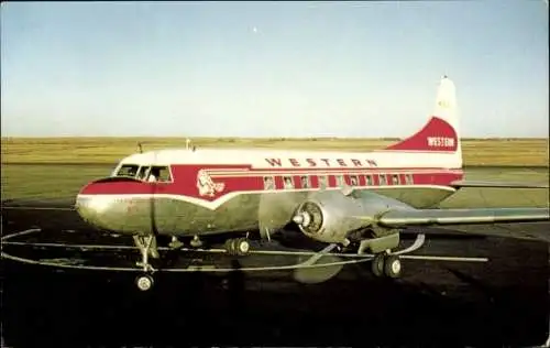 Ak Amerikanisches Passagierflugzeug Convair 240, Western Airlines