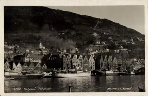 Ak Bergen Norwegen, Blick auf die Stadt vom Floien gesehen