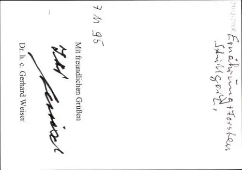 Ak Politiker Gerhard Weiser, Portrait, Autogramm