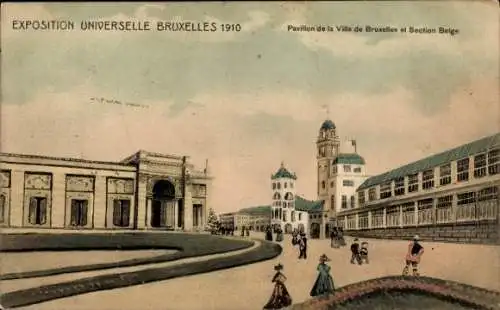 Ak Brüssel Brüssel, Weltausstellung 1910, Stadtpavillon und belgische Sektion