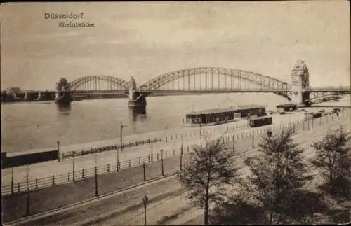 Ak Düsseldorf am Rhein, Rheinbrücke