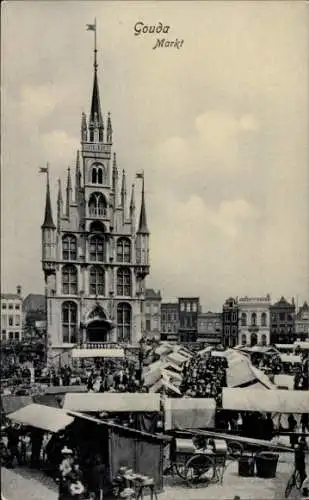 Ak Gouda Südholland Niederlande, Markt