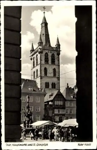 Ak Trier an der Mosel, Hauptmarkt und St. Gangolph