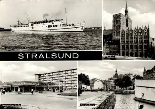 Ak Stralsund in Vorpommern, MS Deutsch-Sowjetische Freundschaft, Rathaus, Am Querkanal