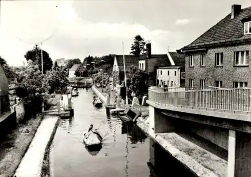 Ak Storkow in der Mark, Teilansicht, Schleuse, Boote