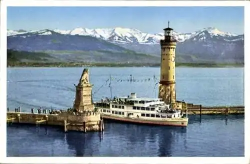 Ak Lindau am Bodensee Schwaben, Hafeneinfahrt
