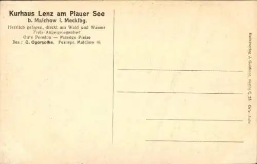 Ak Lenz Malchow Mecklenburg, Strand, Kurhaus Lenz am Plauer See