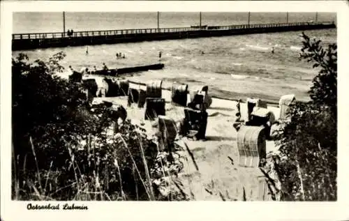 Ak Lubmin Mecklenburg Vorpommern, Strand, Seebrücke