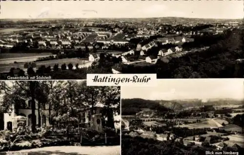 Ak Hattingen an der Ruhr, Gesamtblick mit Südstadt, Schulenburg, Blick zum Isenberg