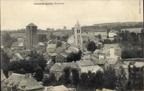 Ak Coussergues Aveyron, Teilansicht, Kirche