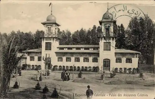 Ak Marseille Bouches du Rhône, Exposition Coloniale, Palais de Anciennes Colonies