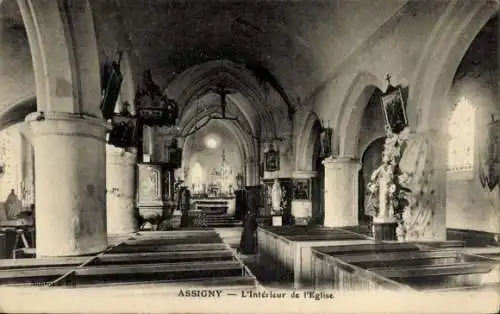 Ak Assigny Cher, Kirche, Innenansicht