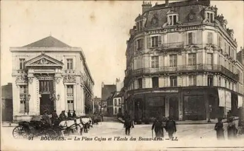 Ak Bourges Cher, La Place Cujas, l'Ecole des Beaux-Arts