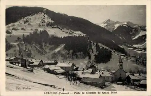 Ak Areches Savoie, Winteransicht, Skipiste vom Grand Mont