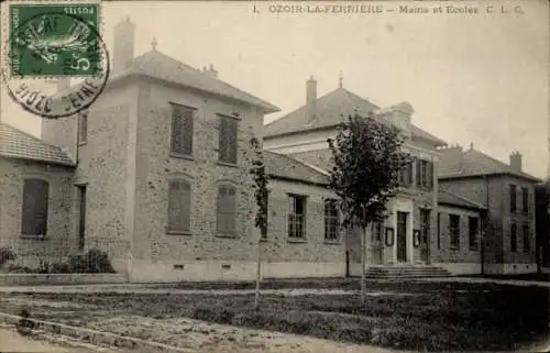 Ak Ozoir la Ferrière Seine et Marne, Rathaus, Schule