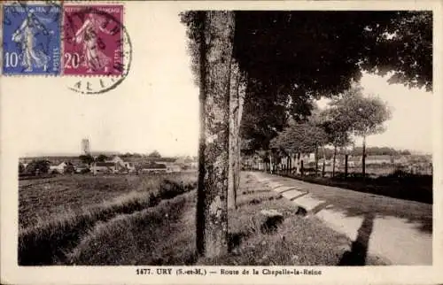 Ak Ury Seine et Marne, Route de la Chapelle-la-Reine