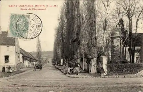 Ak Saint Ouen sur Morin Seine et Marne, Route de Charneseuil