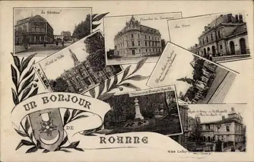 Ak Roanne Loire, Rathaus, Denkmal, Kapelle, Bahnhof